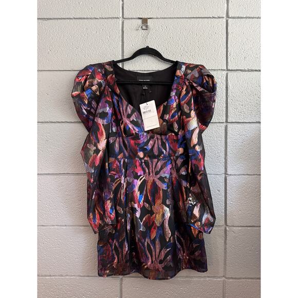 NWT Women Sabina Musayev Clematis Jacquard Mini Dress in Black Metallic size XS - Picture 2 of 4